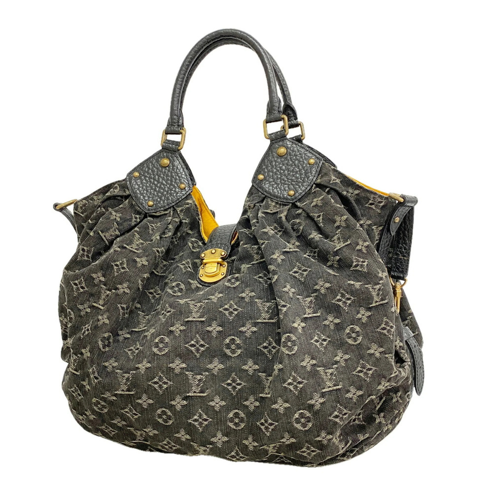 Louis Vuitton Monogram Denim Tote Bag XL M95510 Black Women's